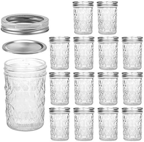 Mason Jars 8 OZ, VERONES 8 OZ Canning Jars Jelly Jars With Regular Lids, Ideal for Jam, Honey, We... | Amazon (US)