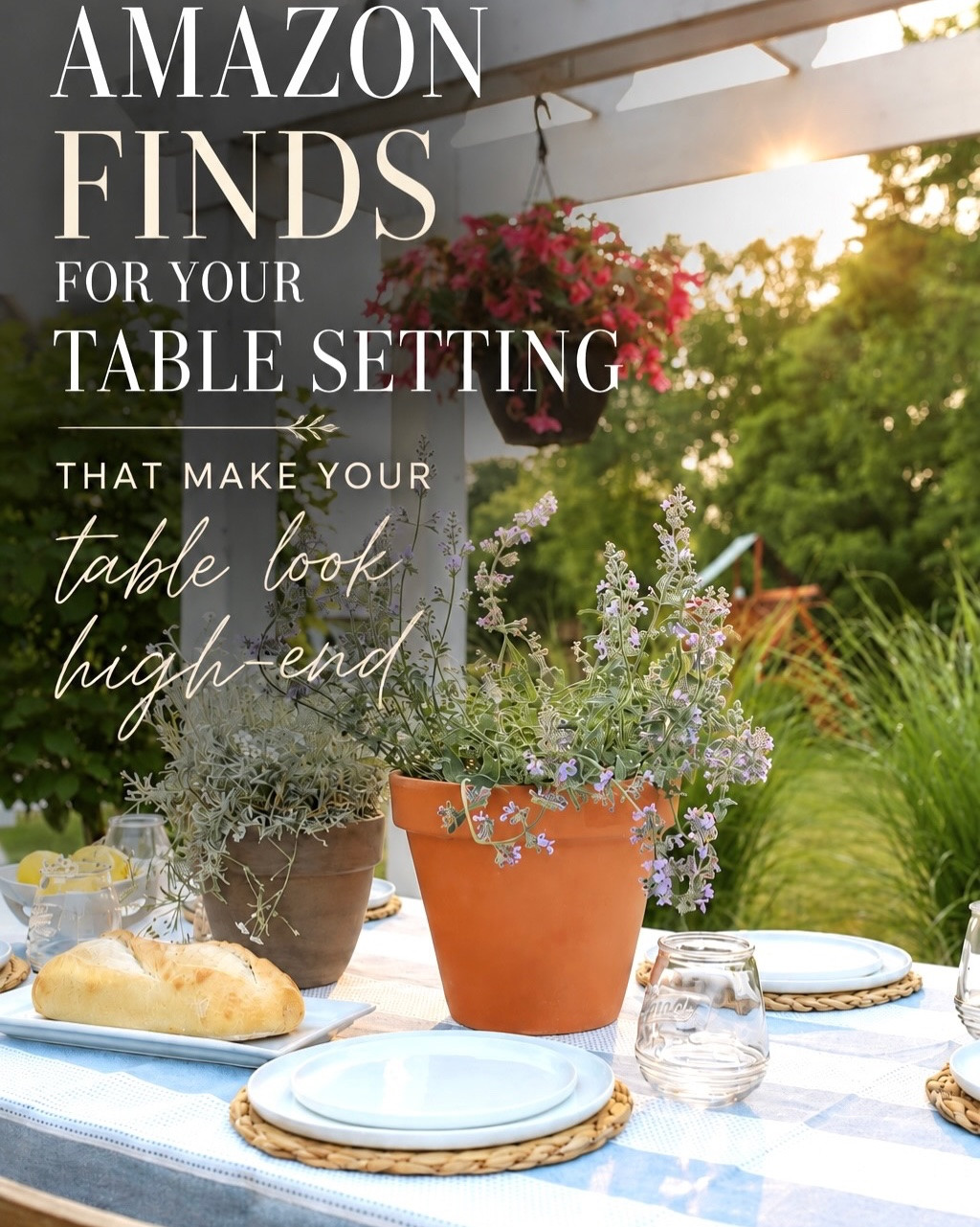 You don’t need a designer budget to create a table that feels pulled straight from a magazine.

These are the Amazon finds I used to make this outdoor table setting look layered, elevated, and intentionally styled—from the tablecloth to the chargers, glasses, faux florals, and more.

The little details are what make a table feel high-end. ✨

Save this for your next backyard dinner party, summer gathering, or patio refresh.

Everything is linked in my LTK and Amazon storefront. Comment LINKS and I’ll send them directly to you! 🤍

#amazonhomefinds #amazonmusthaves #tabledecor #tablescape #outdoordining 

This tablecloth brings in subtle color and text!

Unique glassware!

Adding a wicker or rattan charger can add more texture and layering to your space! 

Faux hanging flowers!! These give a pop of color and beautiful element. 

Adding different heights to your space can create an elevated look!