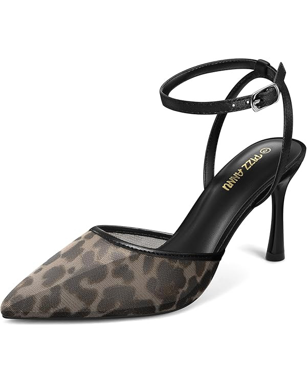 PIZZ ANNU Women's Cienna High Heels Sexy Stiletto Pumps Closed Toe Mesh Sparkly Rhinestones Ankle... | Amazon (US)