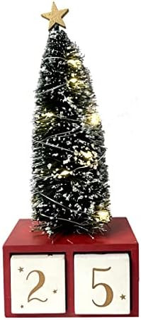 HOMirable Christmas Wood Countdown Box with Tree, Block Stars Advent Calendar Tabletop with LED L... | Amazon (US)