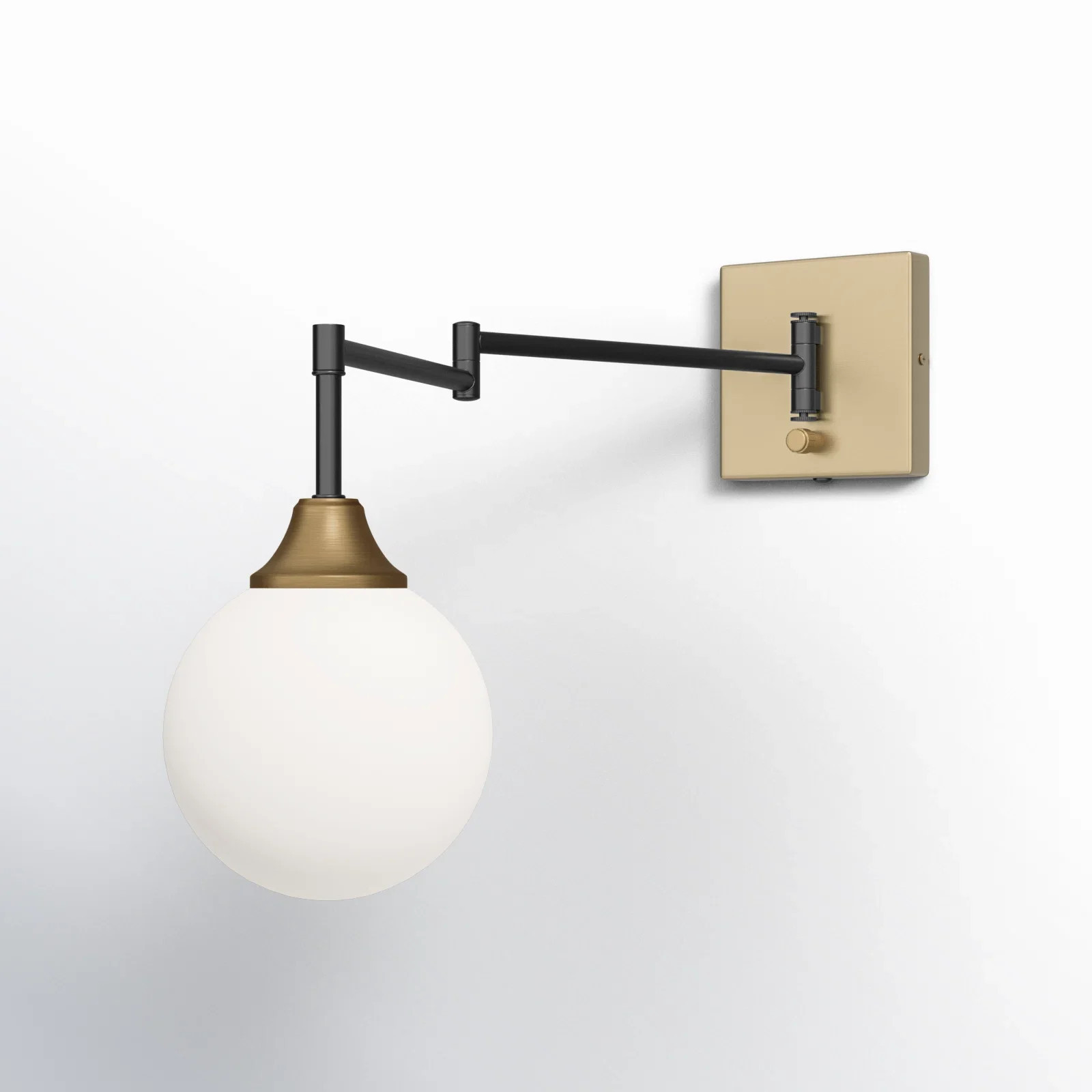 Hallas Single Light Glass Stainless Steel Dimmable Swing Arm Sconce | Joss & Main