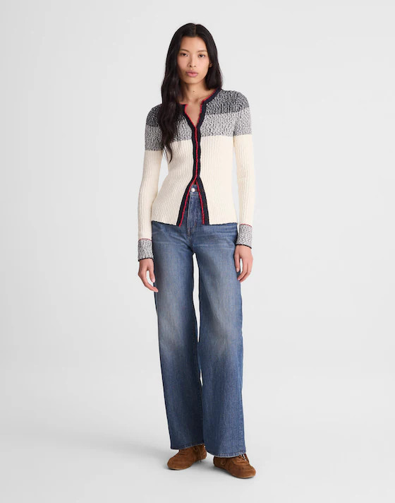 Striped Bouclé-Knit Cardigan | Madewell