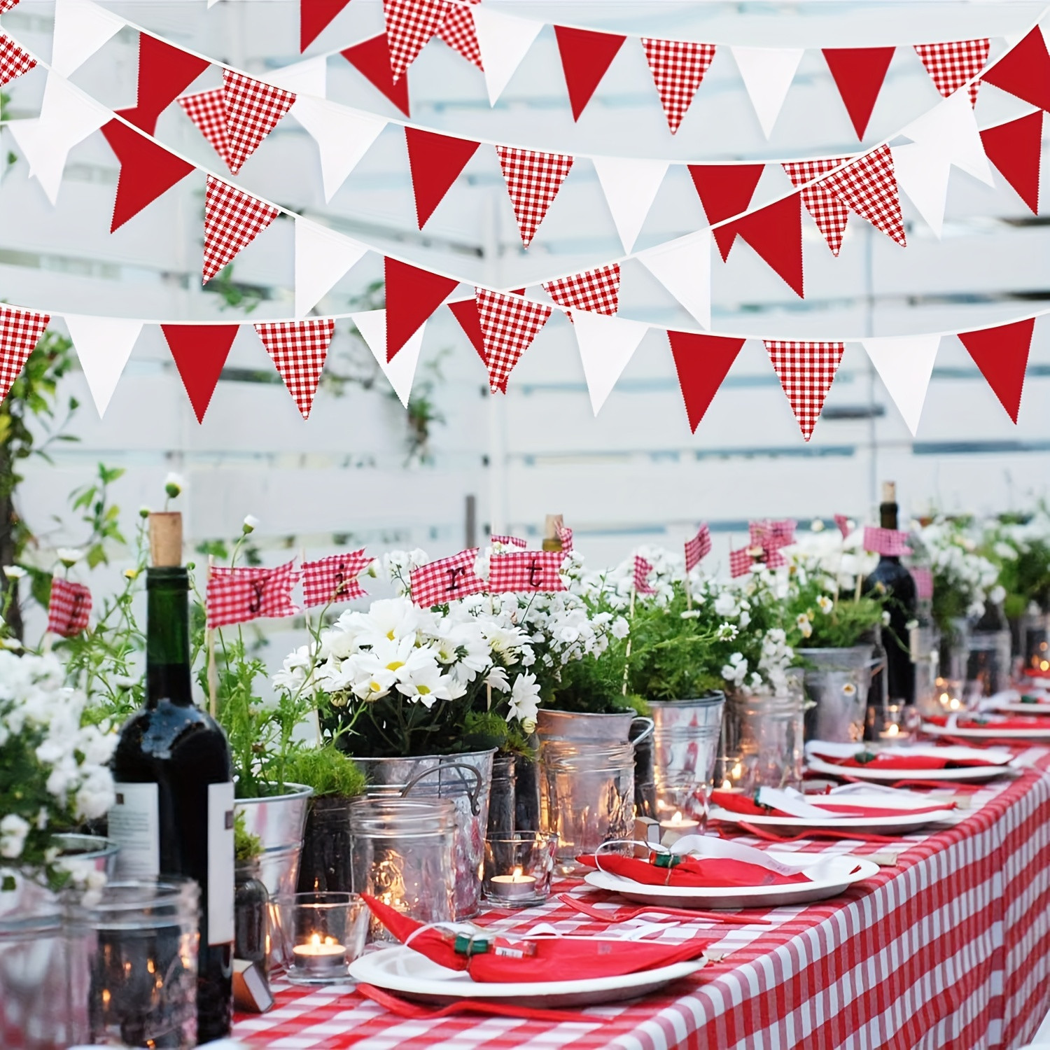 red fabric bunting banner reusable     - Temu Canada | Temu Affiliate Program