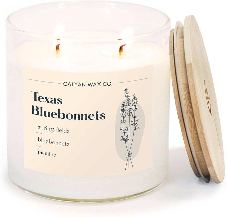 Calyan Wax Co. Texas Bluebonnets 2 Wick Scented Candle - 37 Hour Burn - Luxury Clean Soy Wax Cand... | Amazon (US)
