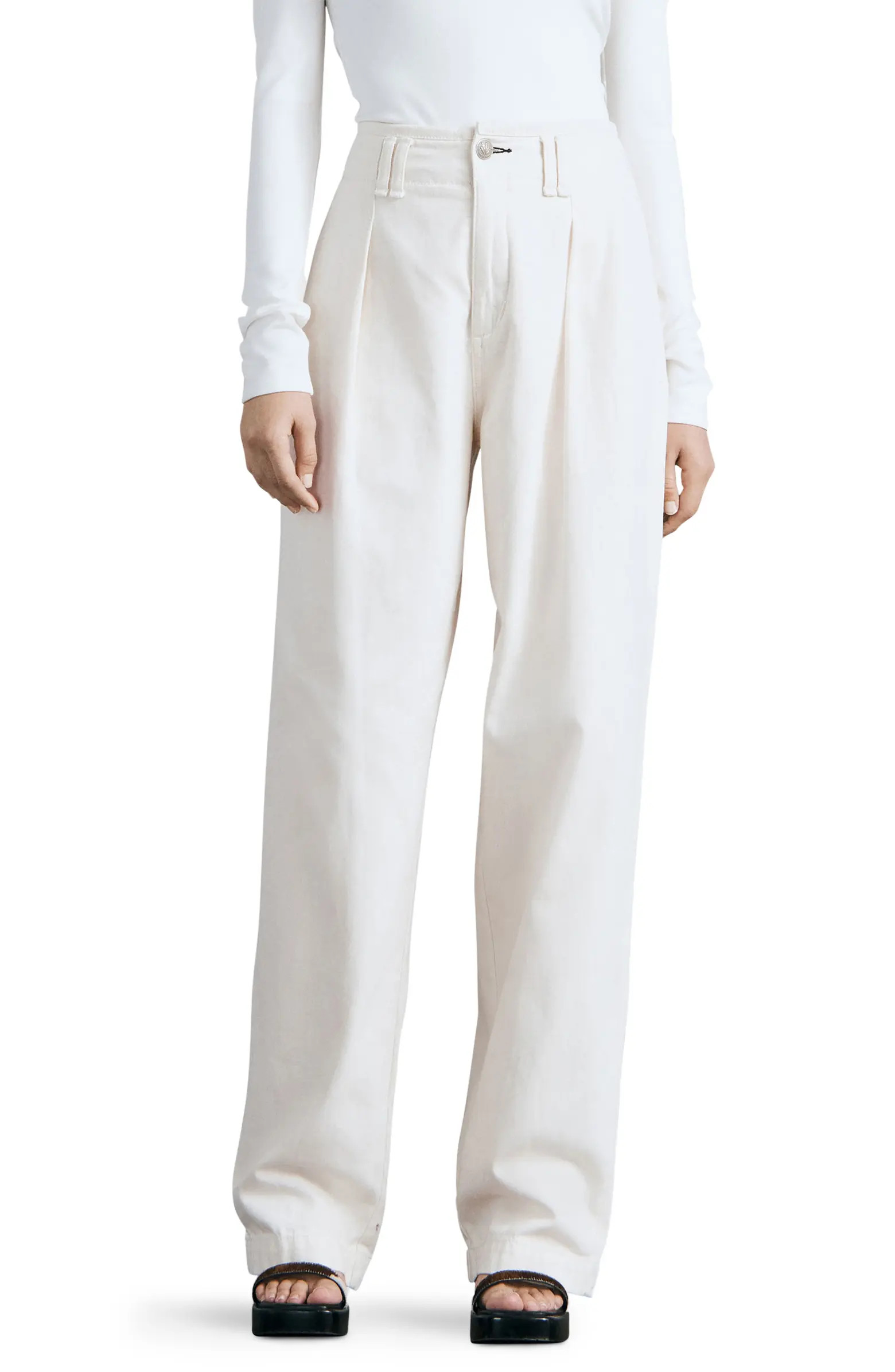 rag & bone Pleated High Waist Cotton Trousers | Nordstrom | Nordstrom
