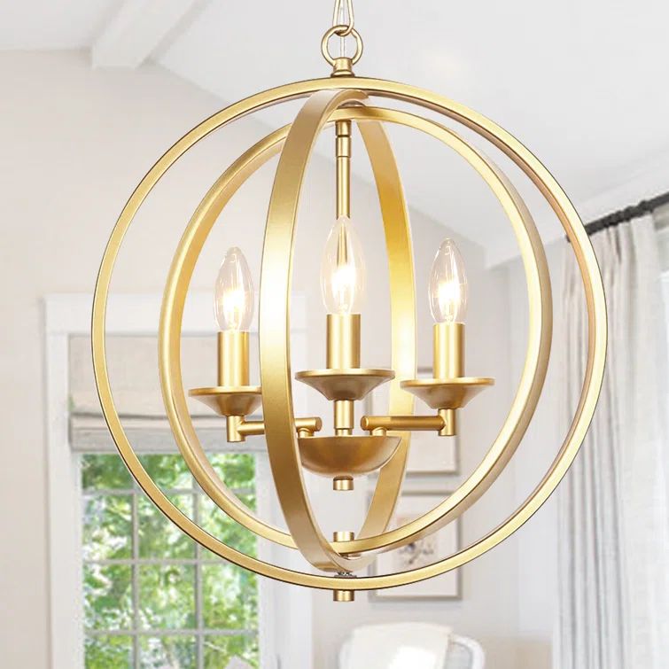 Mosammath 3 - Light Gold Candle Style Unique Globe Chandelier | Wayfair North America