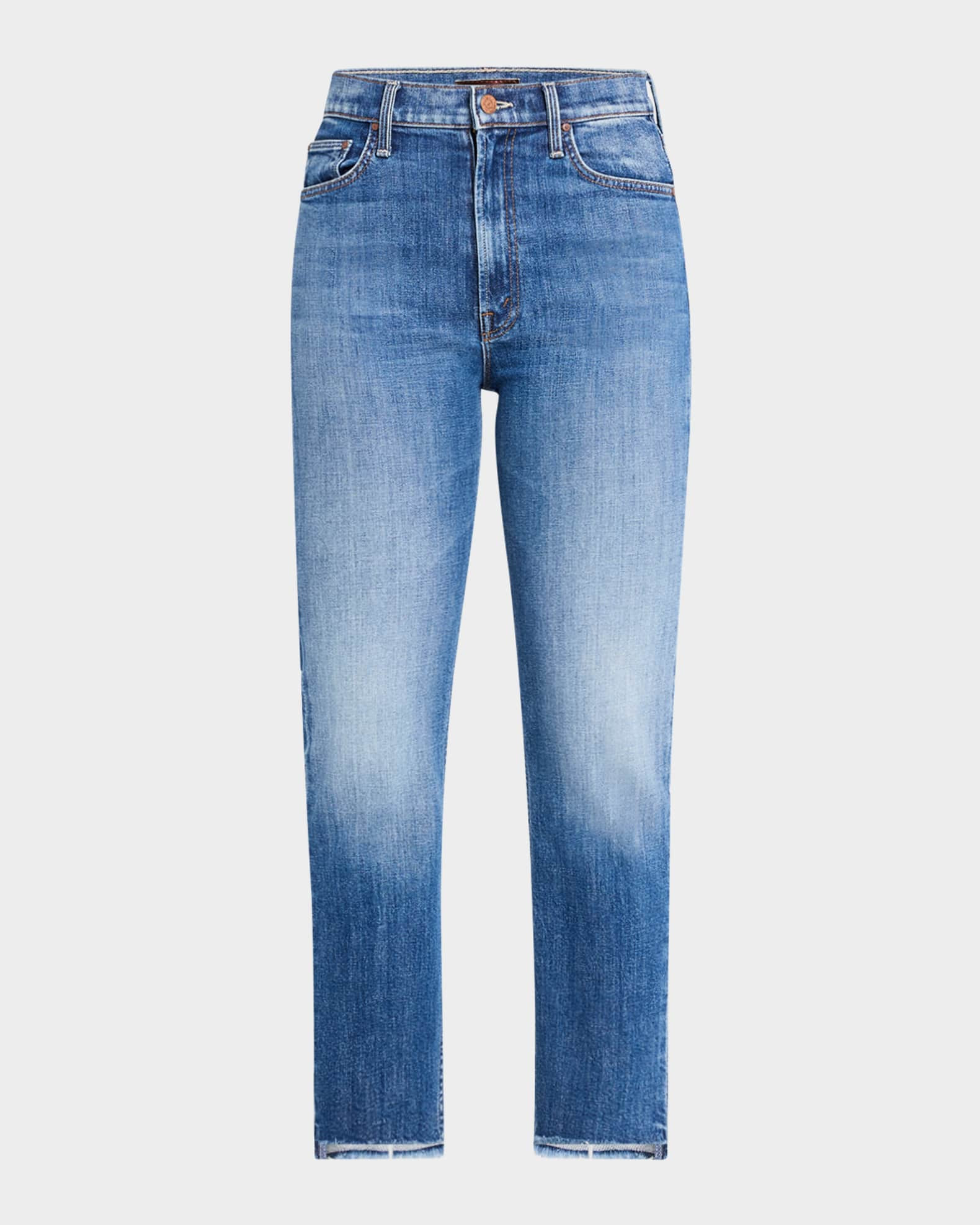 MOTHER The High-Waist Rider Ankle Step Fray Jeans | Neiman Marcus