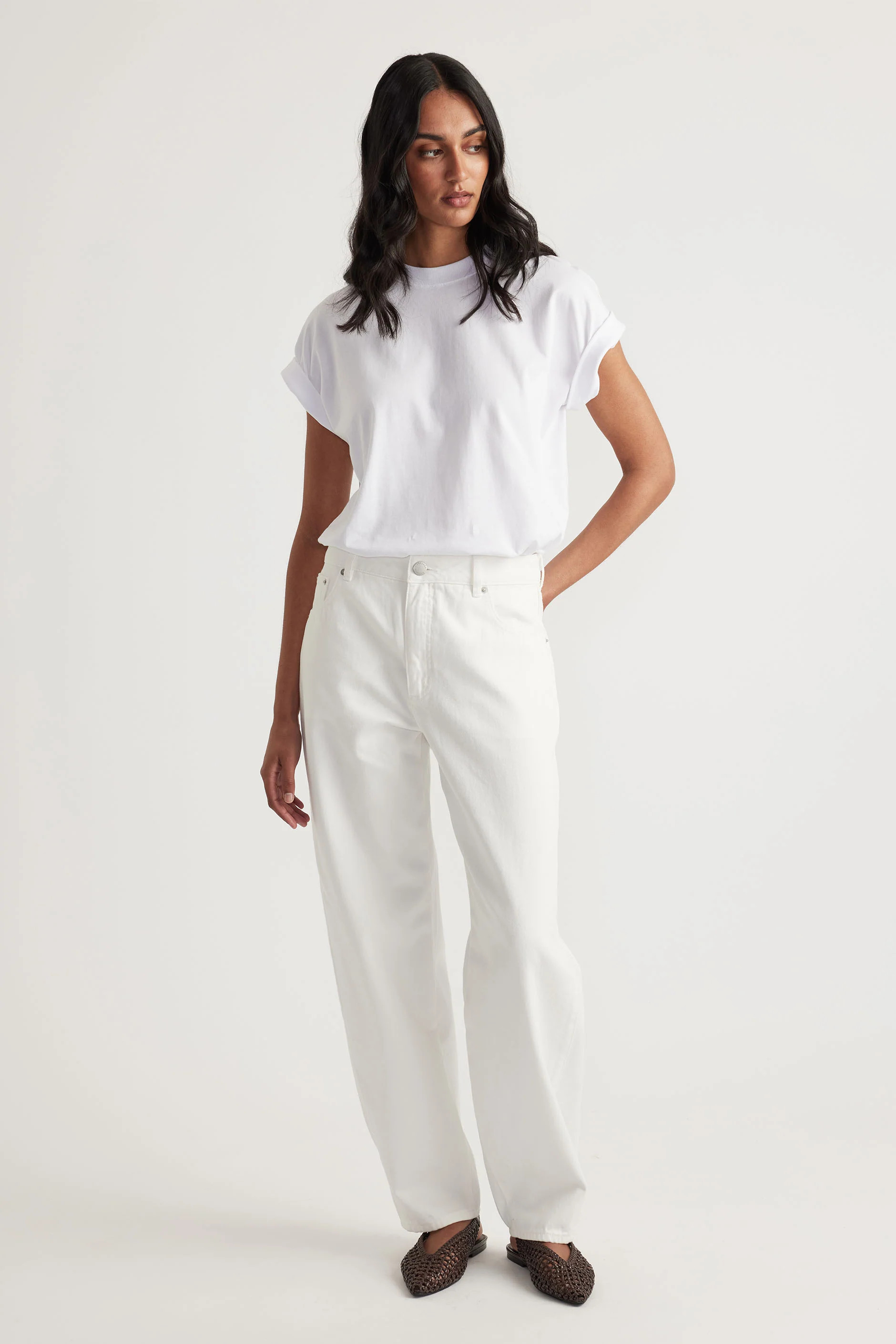 Chloe Crew Tee - Bright White | DECJUBA