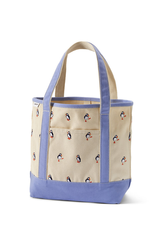 Medium Embroidered 5 Pocket Open Top Canvas Tote Bag - Lands' End - Ivory | Lands' End (US)