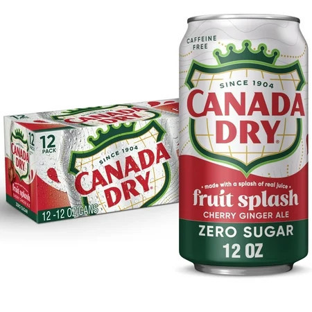Canada Dry Caffeine Free Zero Sugar Fruit Splash Cherry Ginger Ale Soda Pop, 12 fl oz, 12 Pack Cans | Walmart (US)