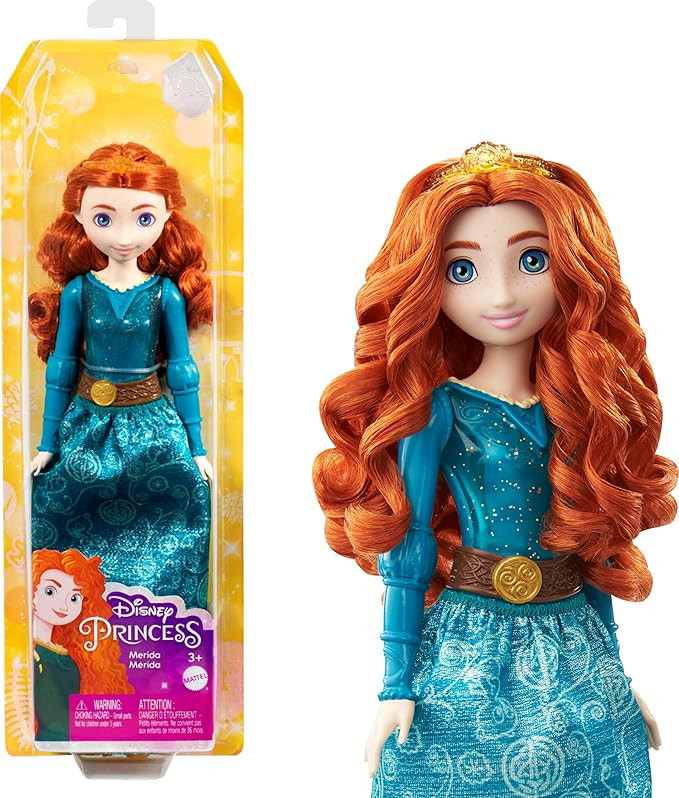 Mattel Disney Princess Toys, Merida Fashion Doll, Sparkling Look with Red Hair, Blue Eyes & Hair ... | Amazon (US)