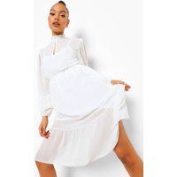 Womens High Neck Frill Sleeve Maxi Dress - White - 10, White | Boohoo.com (UK & IE)