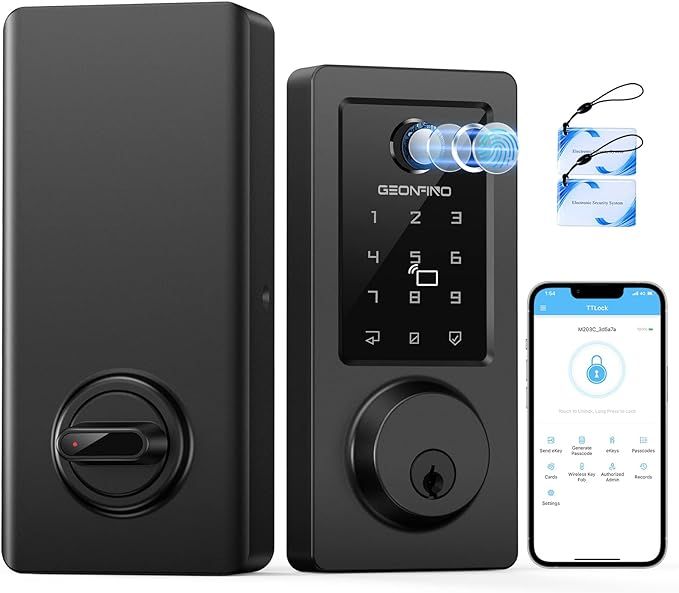 Smart Door Lock - Fingerprint Keyless Entry Door Lock with Bluetooth APP, Electronic Keypad, Spar... | Amazon (US)
