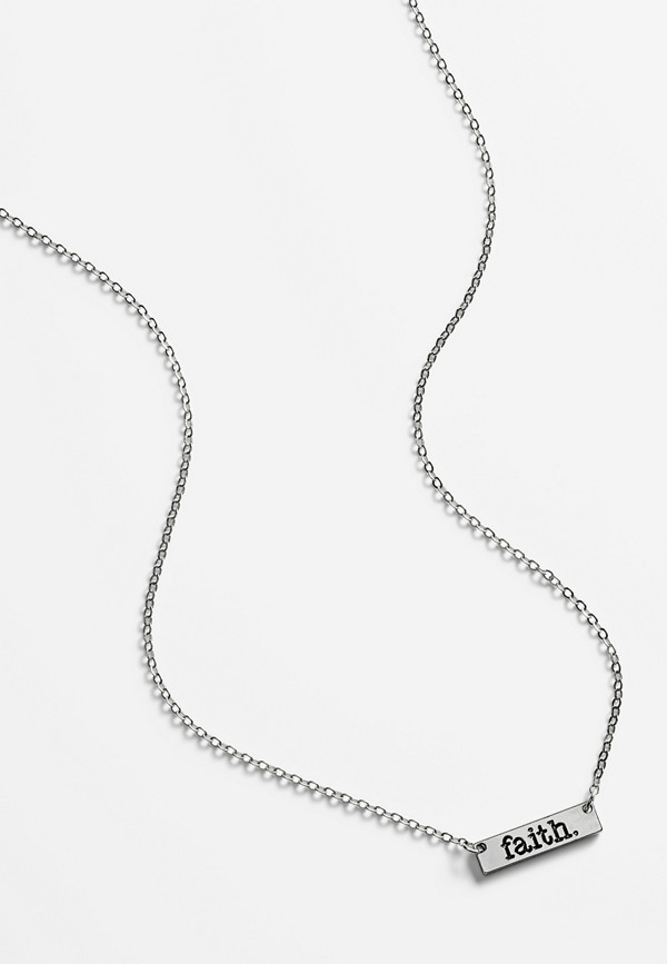 Silver Faith Bar Necklace | Maurices
