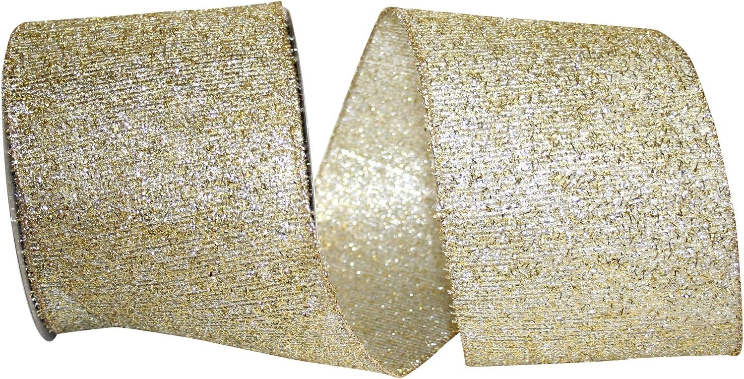 Reliant Ribbon Metallic Marval Wired Edge Ribbon, 4 Inch X 10 Yards, Silver/gold | Amazon (US)