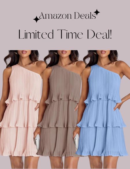Amazon deals / ZESICA Women's 2024 Summer Sleeveless Mini Dress Boho One Shoulder Ruffle Tiered Layered Chiffon Flowy A Line Dresses

#LTKFindsUnder50 #LTKWedding #LTKSaleAlert
