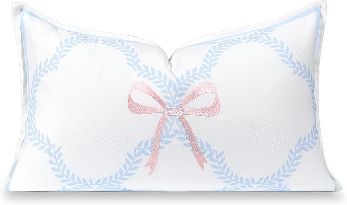 Hofdeco Premium Coastal Grandmillennial Patio Indoor Outdoor Lumbar Pillow Cover Only, 12"x20" Wa... | Amazon (US)