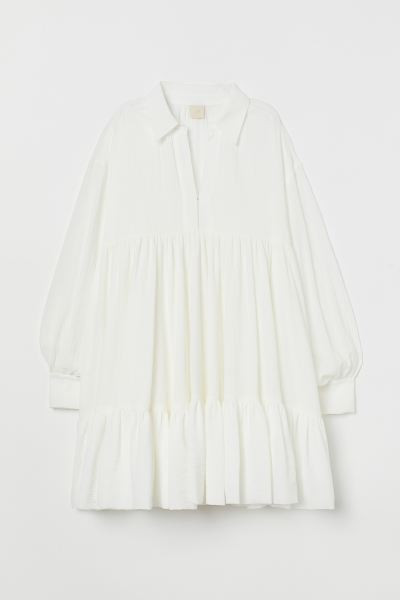 Tunic in crisp cotton poplin with a collar and V-neck opening at the front. Dropped shoulders, lo... | H&M (UK, MY, IN, SG, PH, TW, HK)