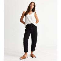 Women's Black Twill Barrel Leg Ankle Grazer Cargo Trousers New Look | New Look (UK)