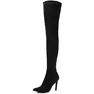 Women's Thigh High Boots Faux Suede Elasticity Heels Over The Knee Boots Side Zip Pointed Toe Fas... | Amazon (US)