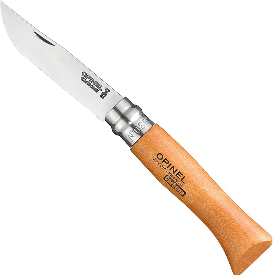 Opinel No.08 Carbon Steel Folding Pocket Knife with Beechwood Handle, Brown (2540089) | Amazon (US)