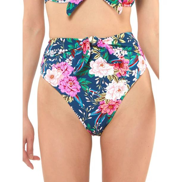 Jessica Simpson Women's Contemporary Gardenia Paradise High Waisted Tie Bottom Swimsuit | Walmart (US)