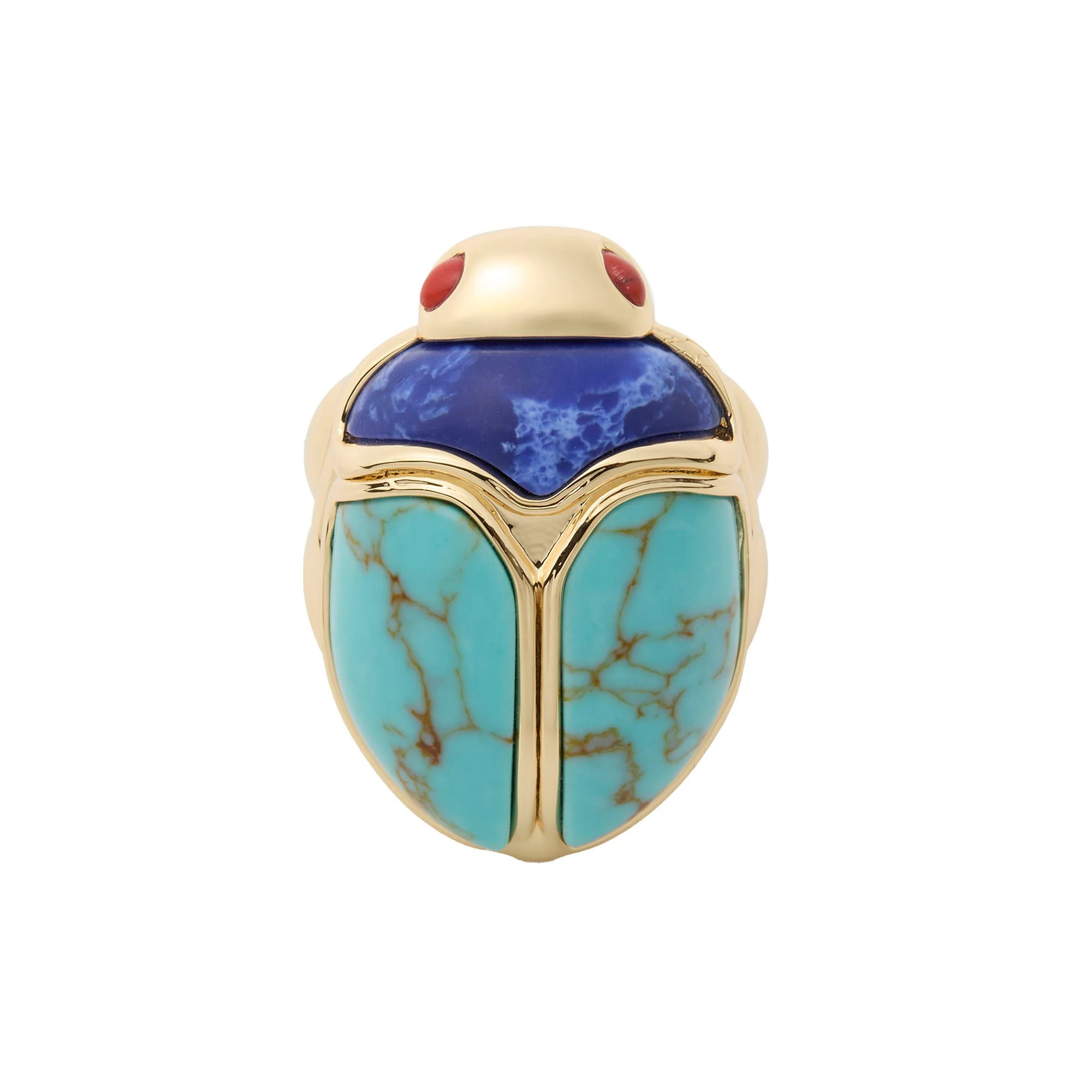TURQUOISE LAPIS STONE SCARAB COCKTAIL RING | LELE SADOUGHI