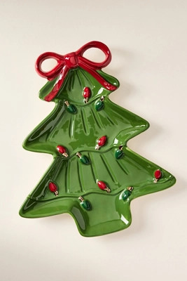 Festive Tree Stoneware Platter | Anthropologie (US)
