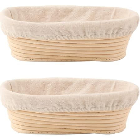Banneton Bread Proofing Basket - 10 inch Banneton Basket Sourdough Proofing Baskets Set of 2 Oval Proofing Bowls with Liners for Professional & Home Artisan Sourdough Bread Baking Supplies | Amazon (US)