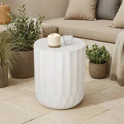 Round Outdoor Side Table with Inverted Scalloped Edge, Modern Minimalist Design | Wayfair North America