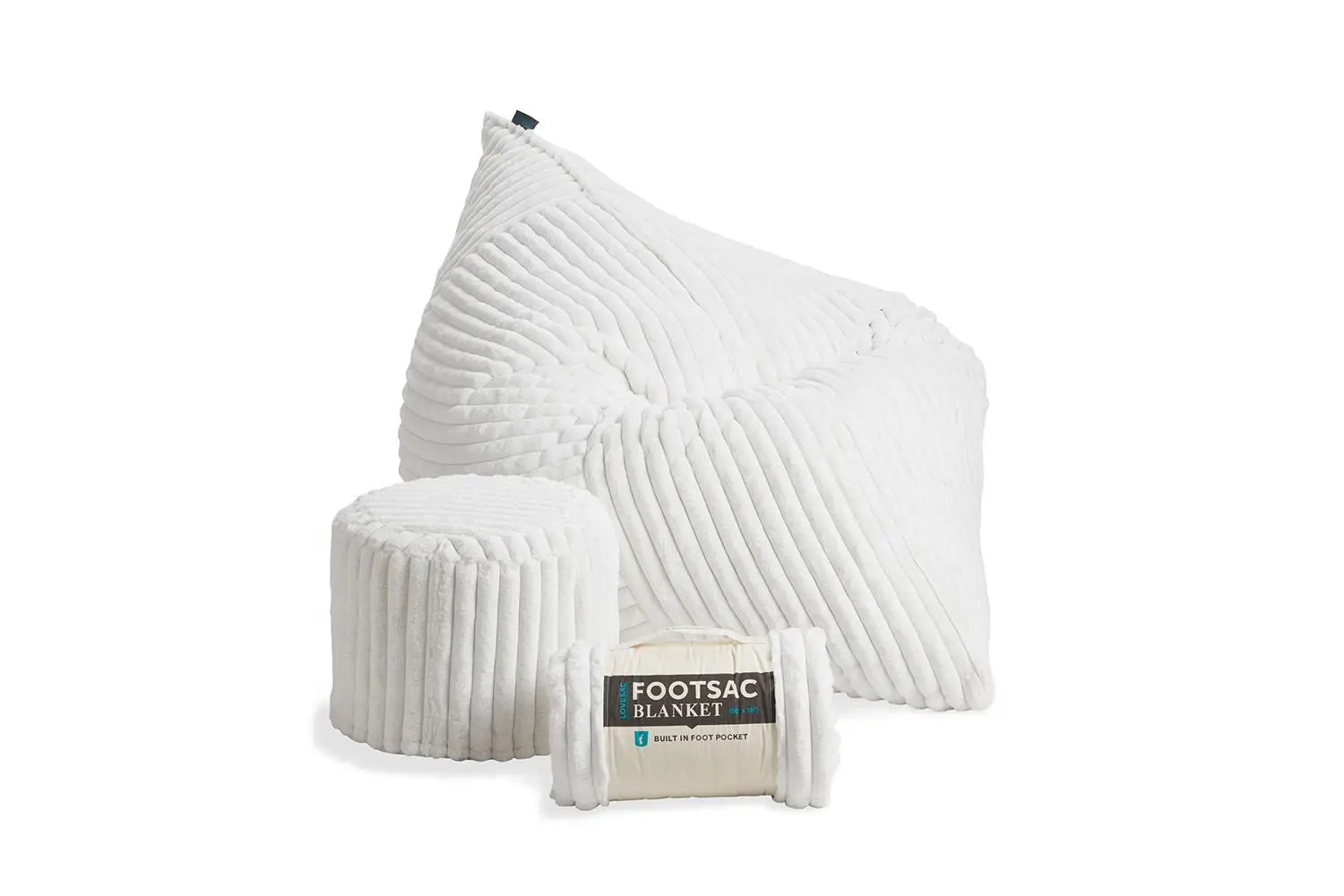 PillowSac Bundle: Squattoman & Footsac in Dove Channeled Phur | Lovesac