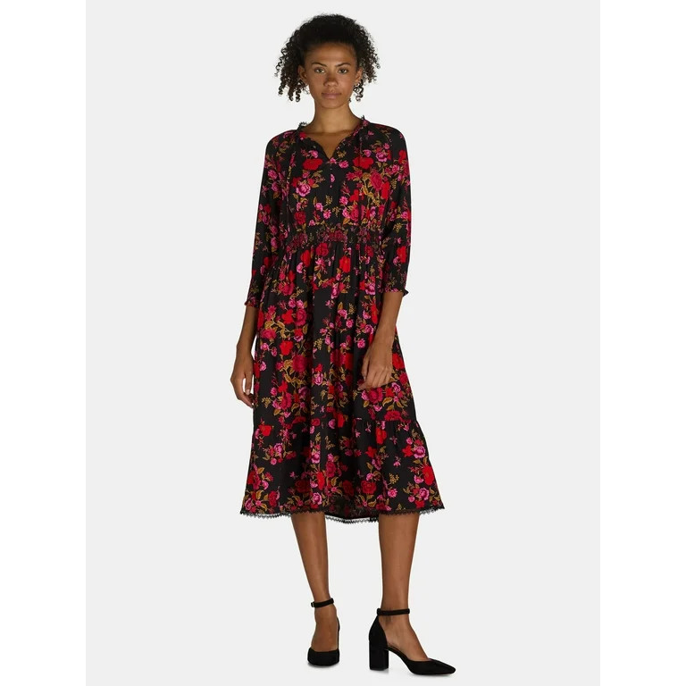 The Pioneer Woman Smocked Waist Maxi Dress, Women’s and Women’s Plus, Sizes XS-3X | Walmart (US)