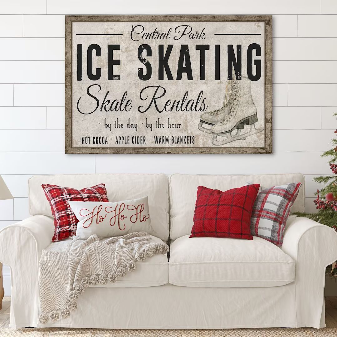 Central Park Ice Skating Skate Rentals Sign Retro Winter - Etsy | Etsy (US)