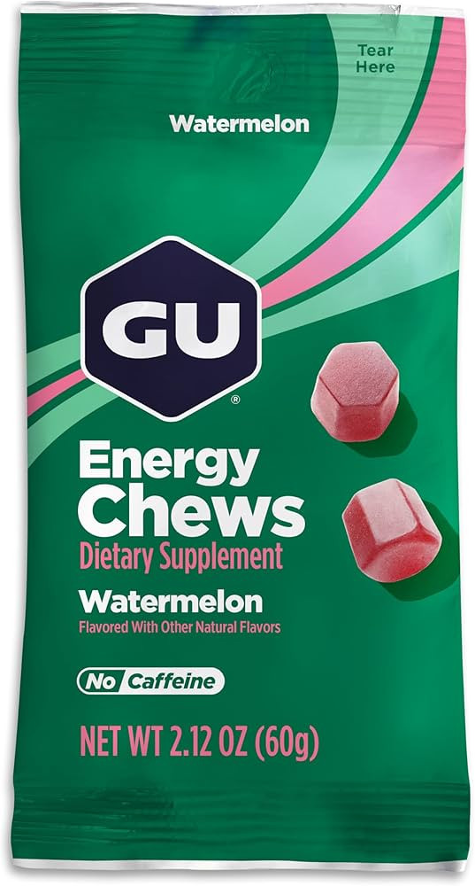 GU Energy Chews, Watermelon Energy Gummies with Electrolytes, Vegan, Gluten-Free, Kosher, Caffein... | Amazon (US)