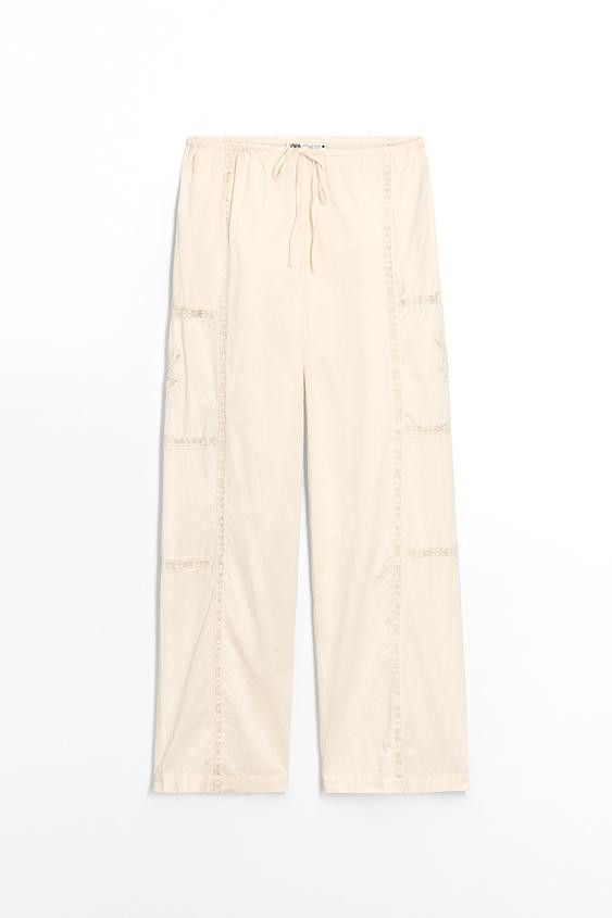 FLORAL EMBROIDERED LACE TROUSERS | Zara UK
