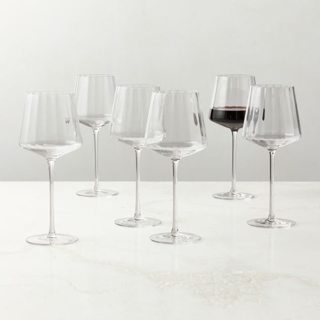Muse Optic Fluted Red Wine Glasses Set of 6 | CB2