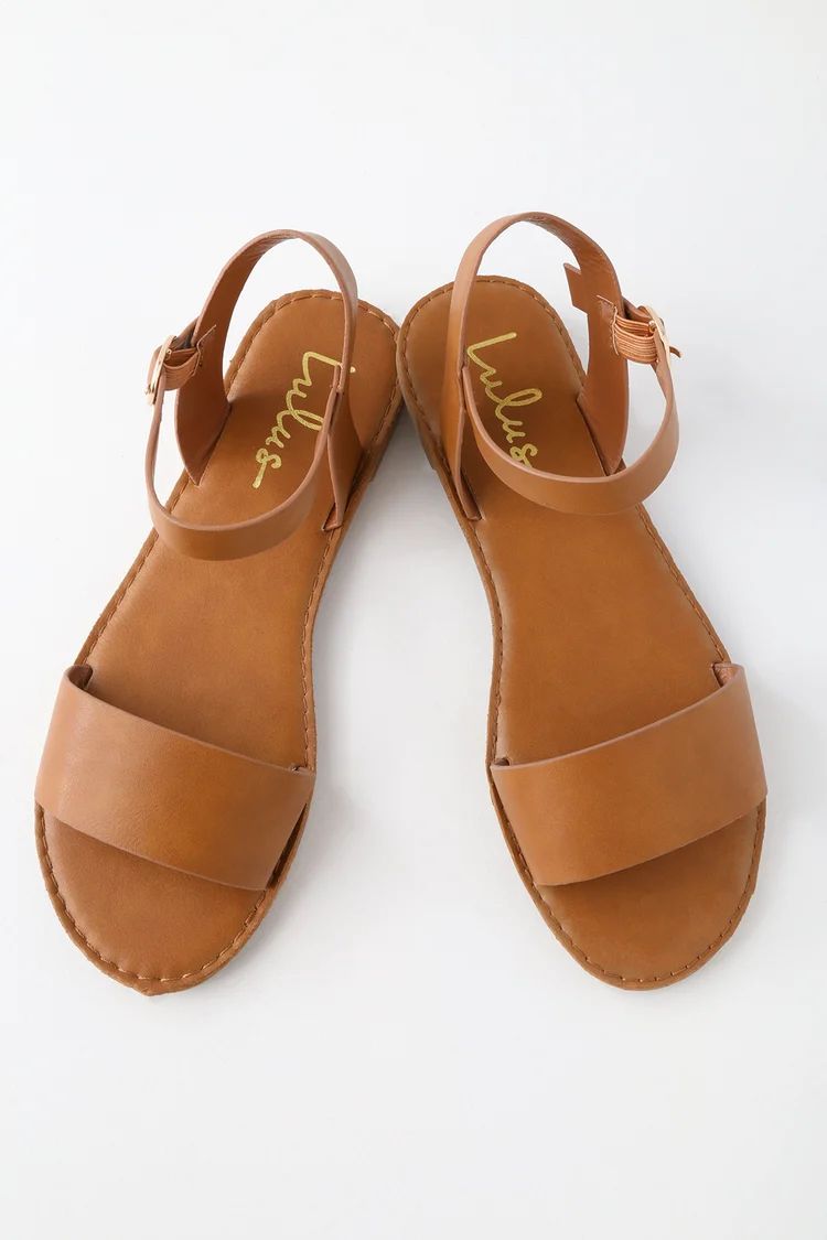 Hearts and Hashtags Tan Flat Sandals | Lulus (US)