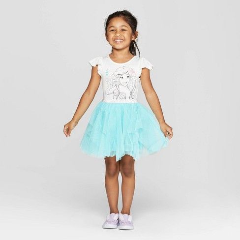 Toddler Girls' Disney Princess Ariel Tutu Dress - White/Turquoise | Target