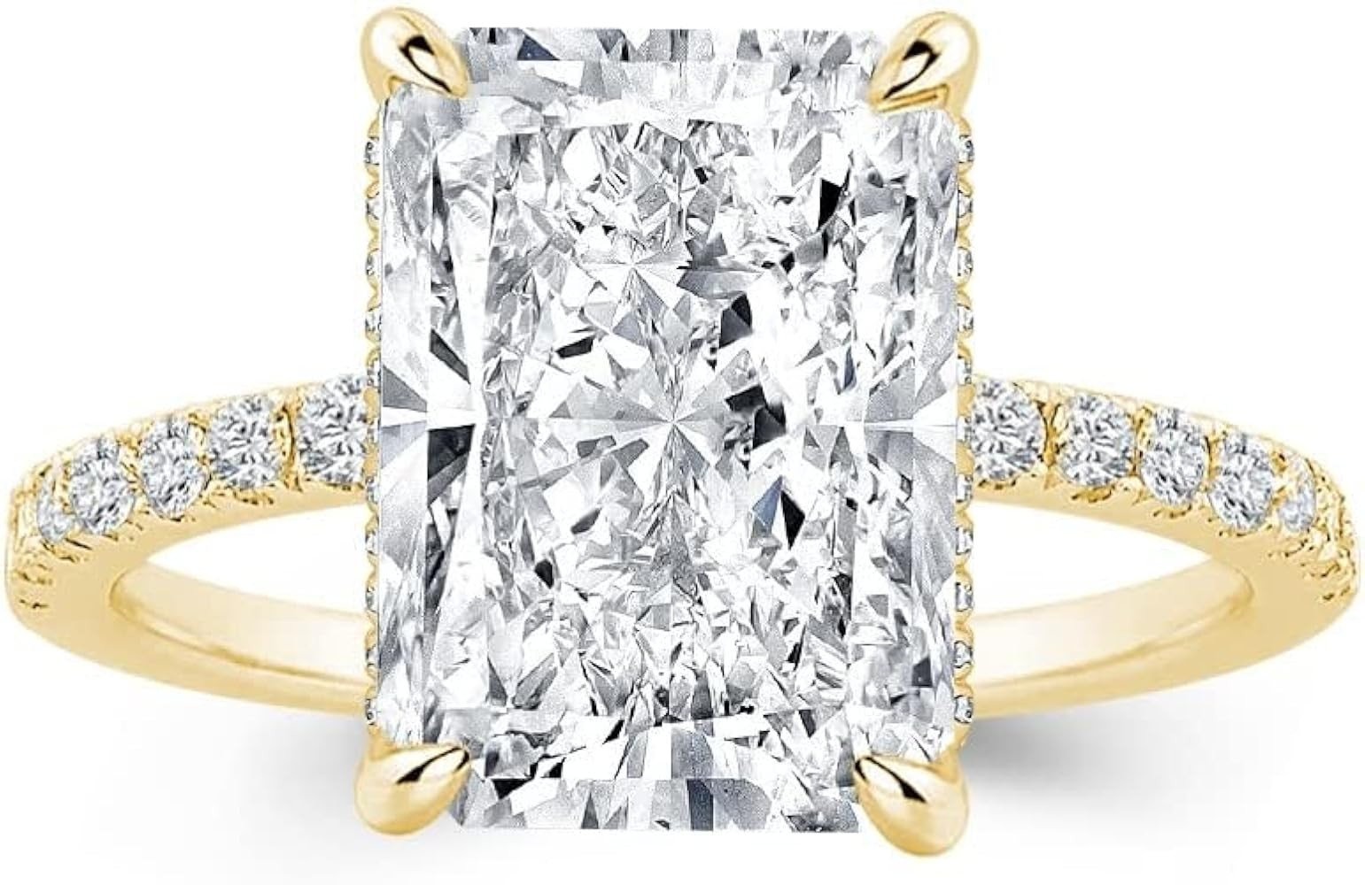 3.5/7.0ct Radiant Cut Engagement Ring for Women,Yellow Gold Plated Sterling Silver Simulated Diam... | Amazon (US)