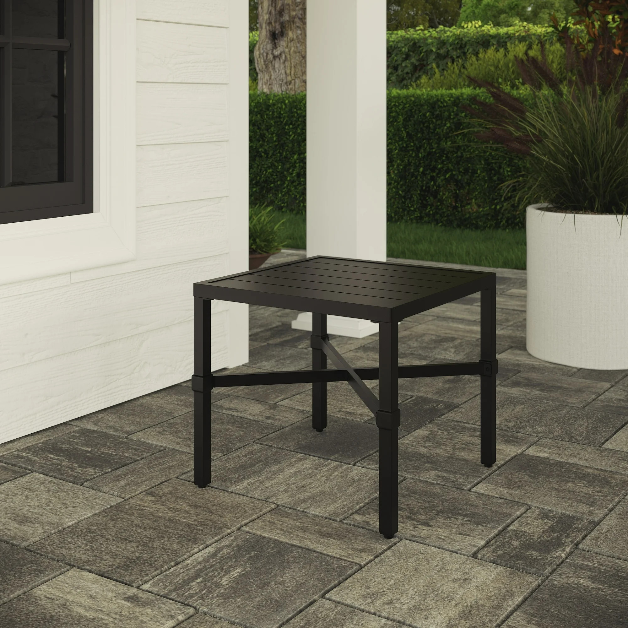 My Texas House Cambria Outdoor Steel End Table, Black - Walmart.com | Walmart (US)
