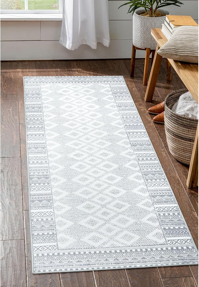 Seavish Boho Runner Rugs for Hallway 2x6 Light Grey Kitchen Runner Rugs Non Skid Washable Long Ba... | Amazon (US)