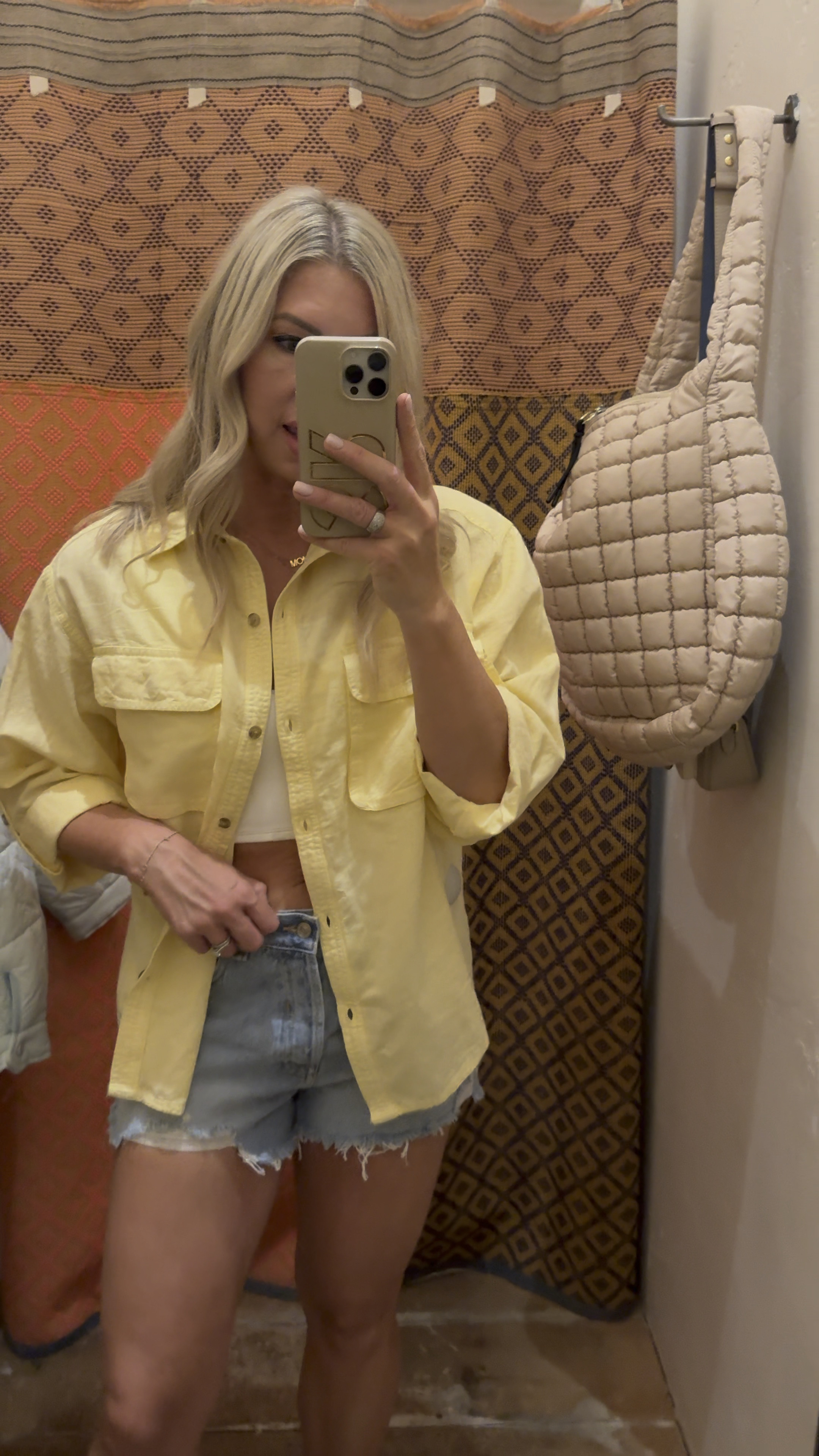 The cutest free people button up in the perfect yellow (size down) Denim shorts. Quilted bag 

#LTKFindsUnder100 #LTKBacktoSchool #LTKStyleTip