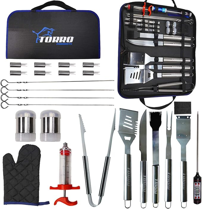 Torro Products 25PCS BBQ Grill Stainless Steel Laser Etched Logo Tool Set, Accessories, Grilling ... | Amazon (US)