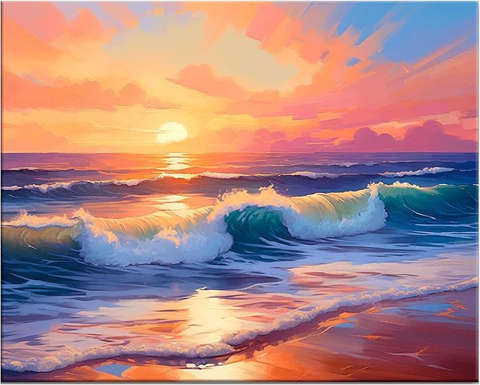 Number Artist Sunset Turf Paint by Numbers Kit for Adults Beginner \u2013 DIY Acrylic Painting by... | Amazon (US)