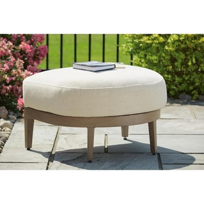 Signature Design by Ashley Serene Bay Outdoor Ottoman with Cushion, Dark Brown/White, Patio Ottoman with Nuvella+ Fabric | Target