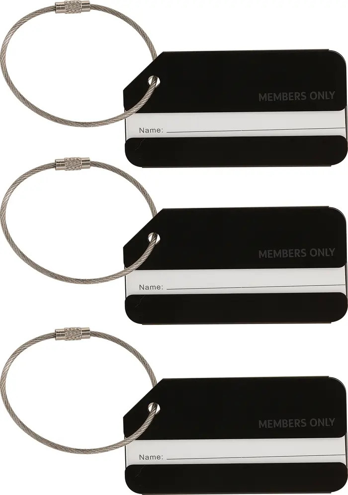 Members Only Luggage Tags, Set of 3 Durable Metal Travel Tags | Nordstrom | Nordstrom