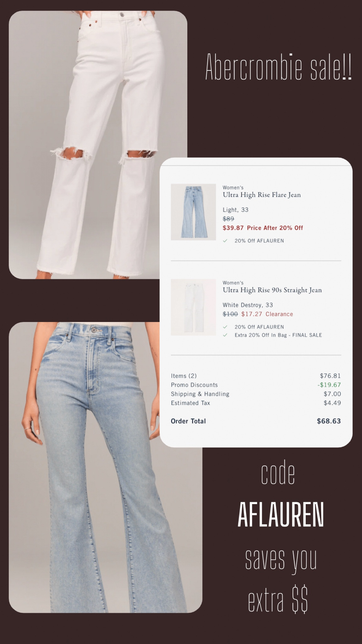 Amazing Abercrombie winter sale going on right now! For both of these jeans the smaller sizes have already sold out but plus size girlies make sure to snag a pair for two while sales last!! 
#abercrombie #plussize #sale #jeans

#LTKsalealert #LTKcurves #LTKunder100