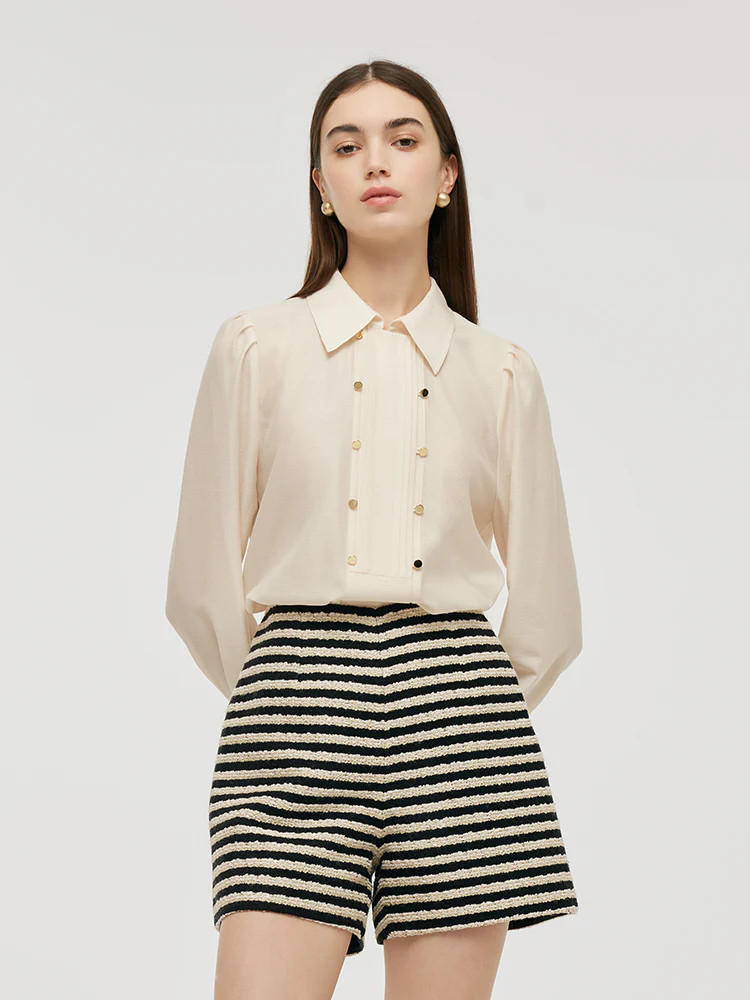 Acetate Lapel Women Shirt | GOELIA