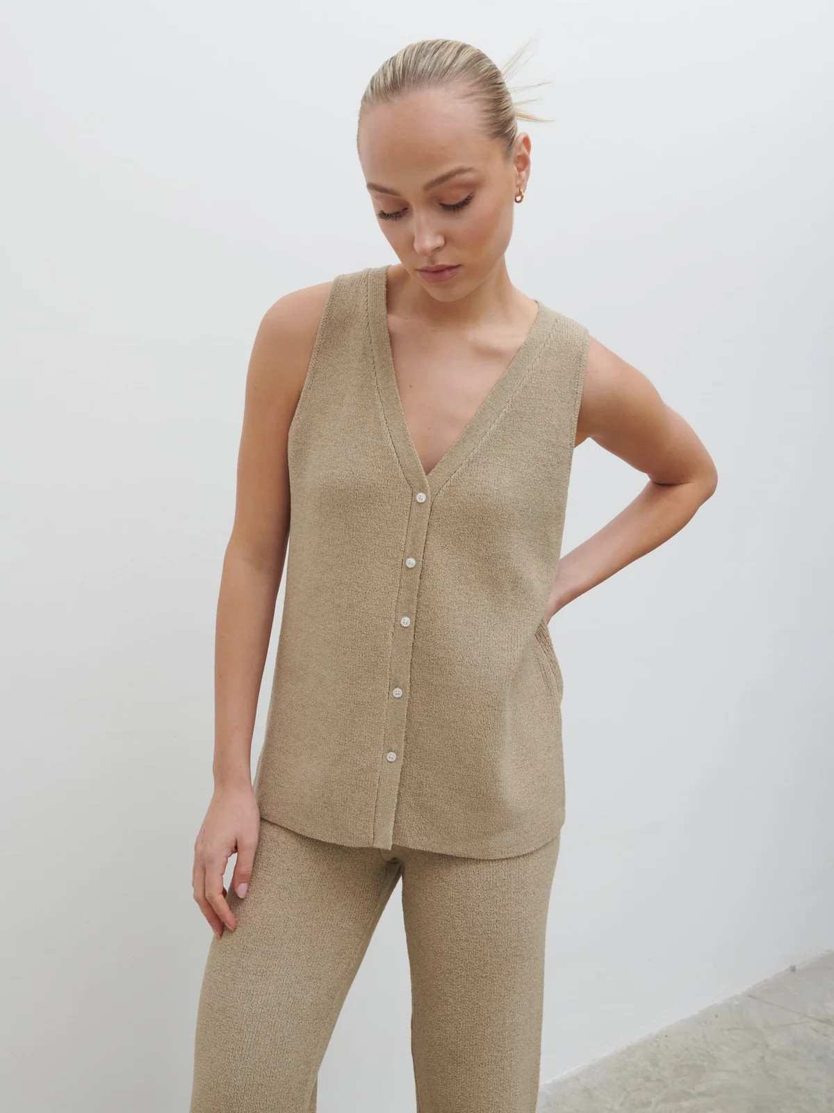 Kourtney Knit Waistcoat - Taupe | Pretty Lavish (UK)