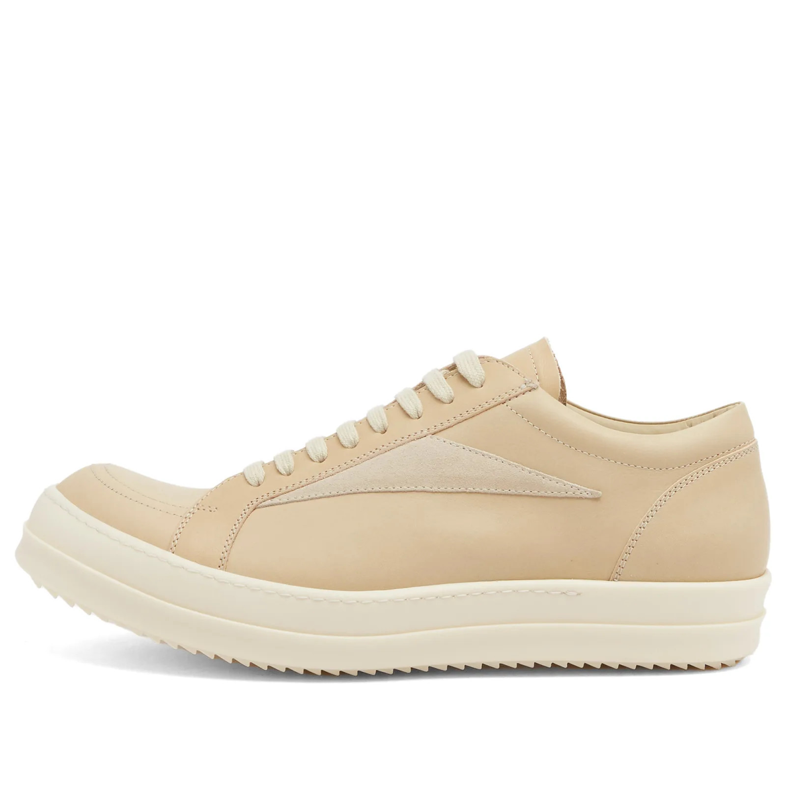 Rick Owens Men's Leather Vintage Sneaks Parchment/Milk/Milk | END. Clothing